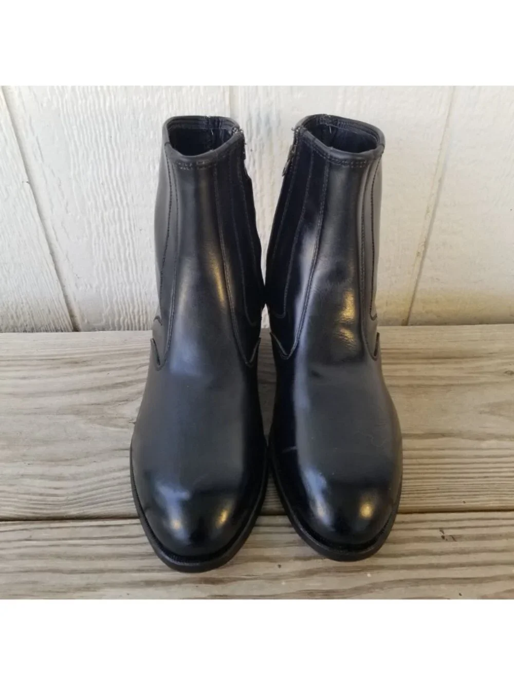 Lehigh Classic Mens Black Leather Ankle Side Zip Boots Steel Toe 9 E 1830 USA
